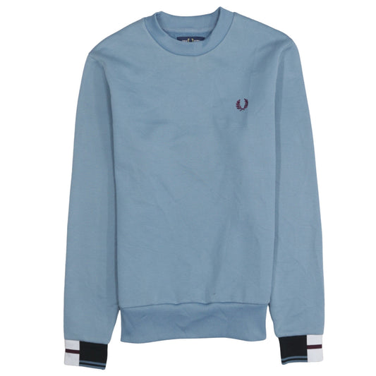 Fred Perry Men's Blue Crew Neck Sweatshirt Size S Classic Fleece