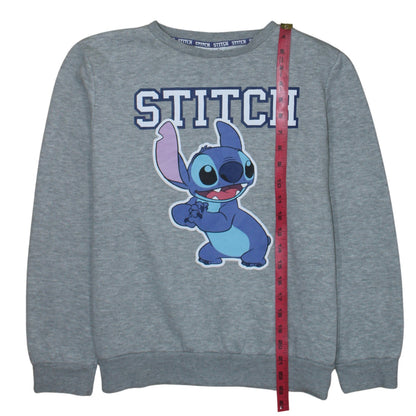 Disney Women Grey Stitch Pullover Sweatshirt Size M 10/12
