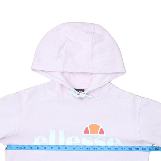 Ellesse Women Pink Pullover Hoodie UK 8 Cotton Blend Logo Print