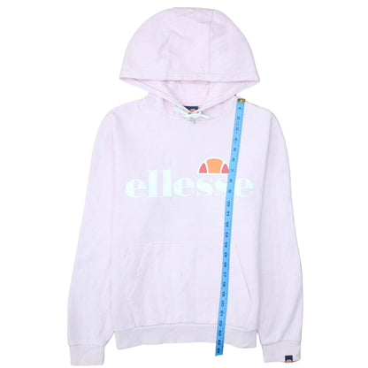 Ellesse Women Pink Pullover Hoodie UK 8 Cotton Blend Logo Print