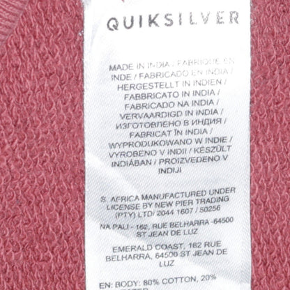 Quiksilver Men's Red Pullover Hoodie Medium Fleece Cotton Blend