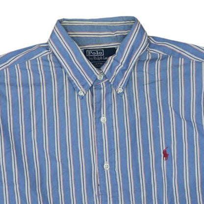 Ralph Lauren Men's Blue Striped Button-Down Cotton Shirt XL