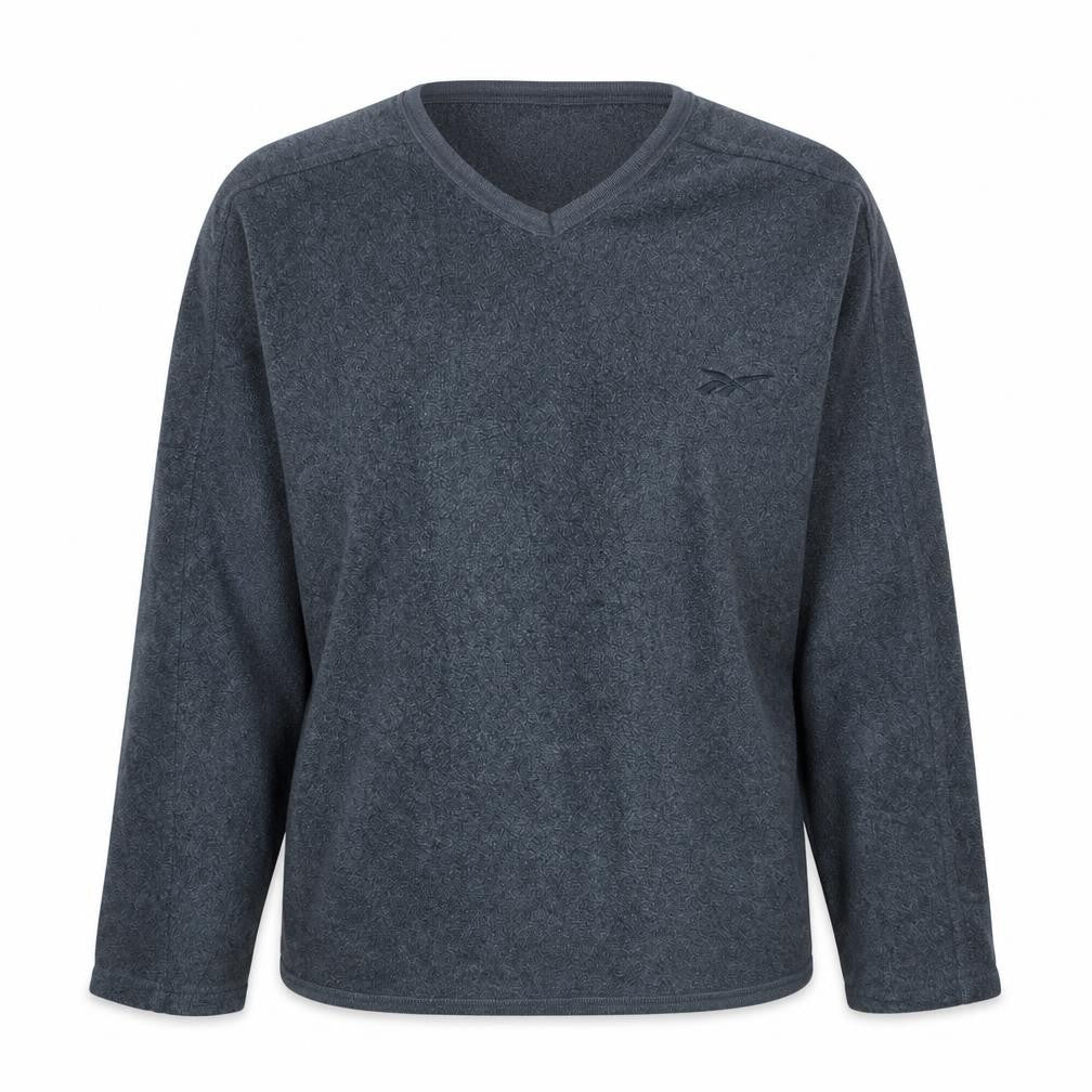 Reebok Women’s Grey Fleece V-Neck Pullover Sweatshirt Size 14