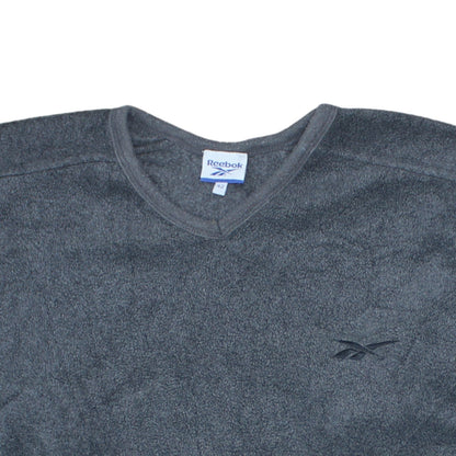 Reebok Women’s Grey Fleece V-Neck Pullover Sweatshirt Size 14