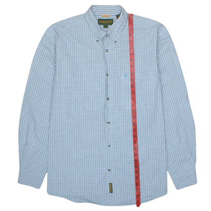 Timberland Men's Blue Check Long Sleeve Button-Down Casual Shirt L