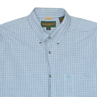 Timberland Men's Blue Check Long Sleeve Button-Down Casual Shirt L