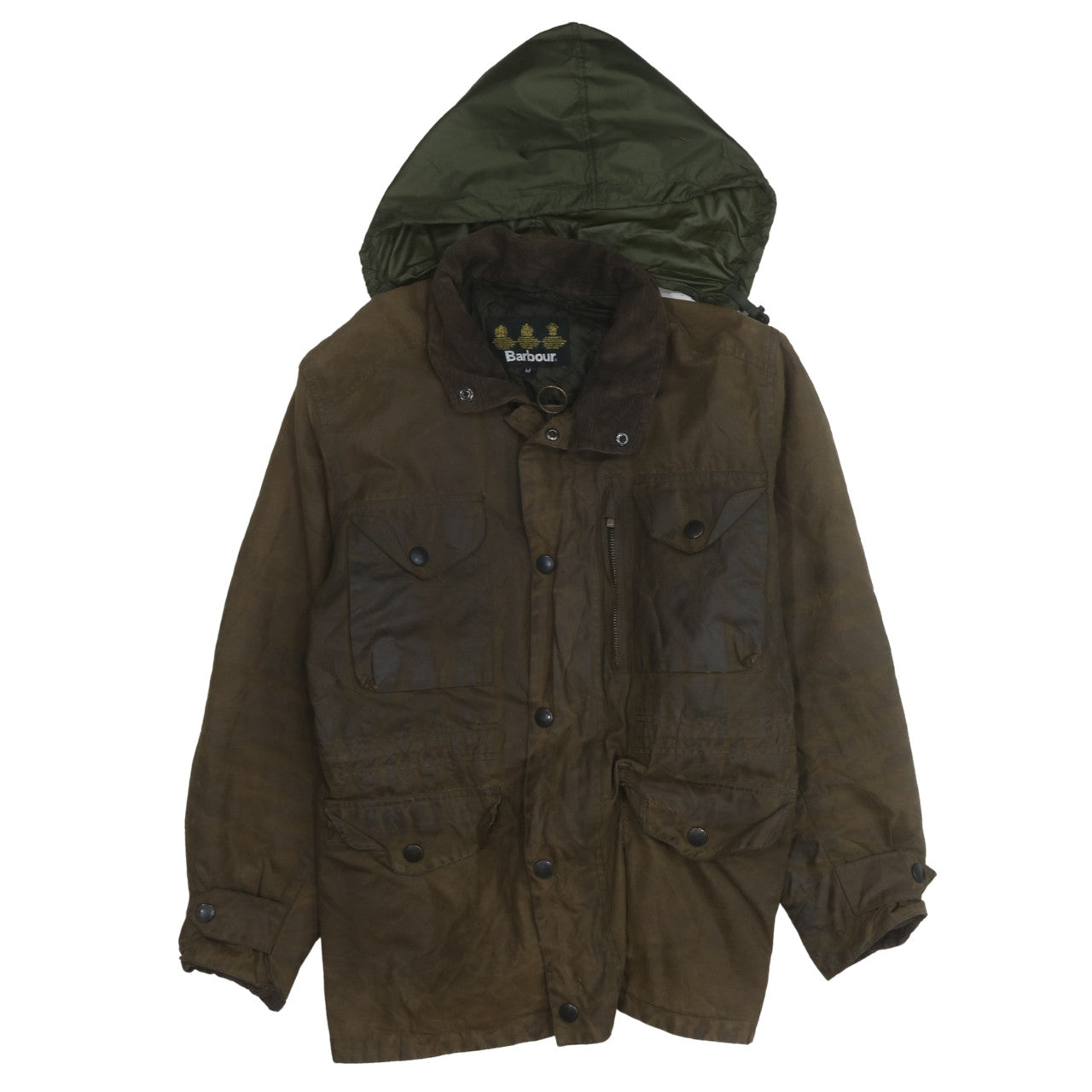 Barbour Men's Brown Waxed Cotton Jacket M Hooded Waterproof Outdoor