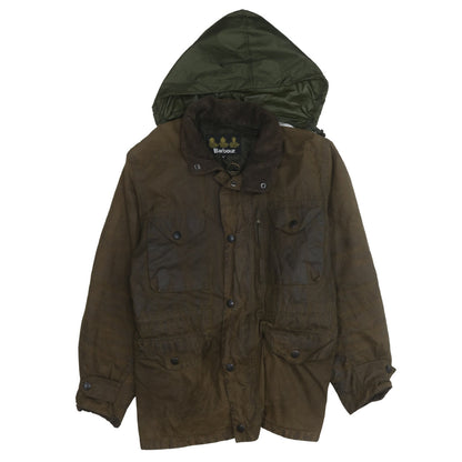 Barbour Men's Brown Waxed Cotton Jacket M Hooded Waterproof Outdoor
