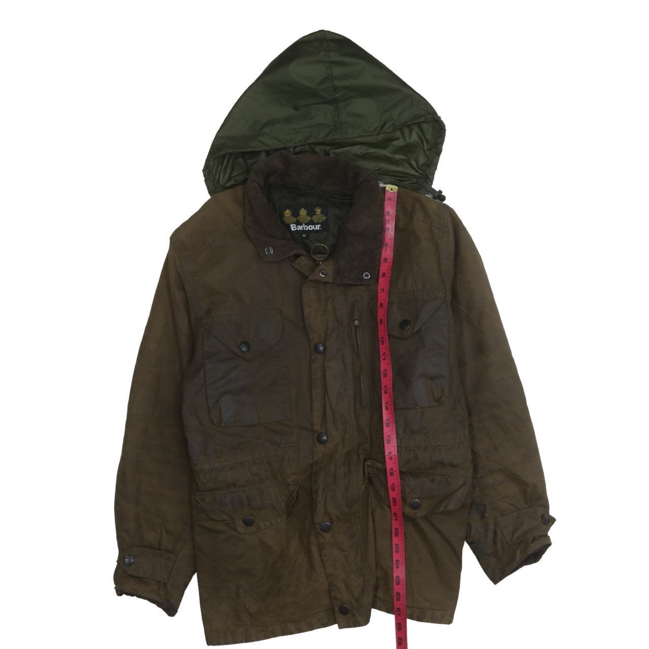 Barbour Men's Brown Waxed Cotton Jacket M Hooded Waterproof Outdoor