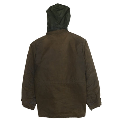 Barbour Men's Brown Waxed Cotton Jacket M Hooded Waterproof Outdoor