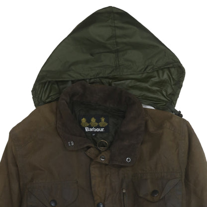 Barbour Men's Brown Waxed Cotton Jacket M Hooded Waterproof Outdoor