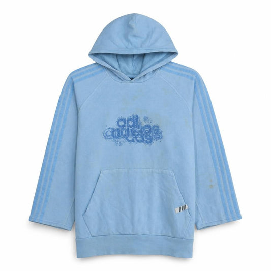 Front view of Adidas Men's Blue XL Pullover Hoodie Fleece Sportswear