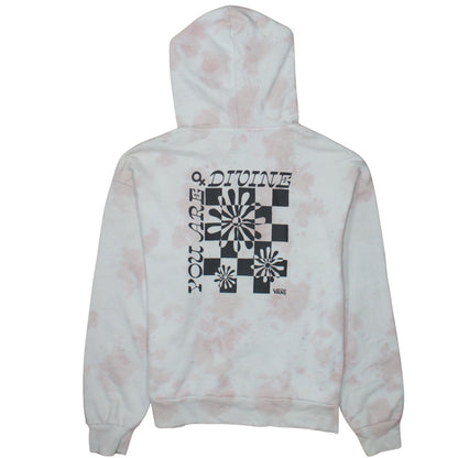 Vans Womens White Pink Tie Dye Hoodie Small Relaxed Fit Pullover