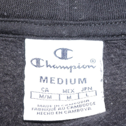 Champion Women Black Beige Pullover Hoodie Medium Logo Graphic Sweatshirt