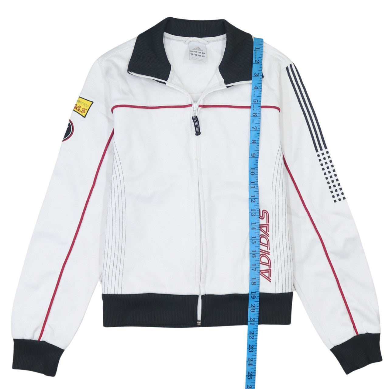 Adidas Women White Full Zip Sweatshirt Size 12 Logo Sportswear