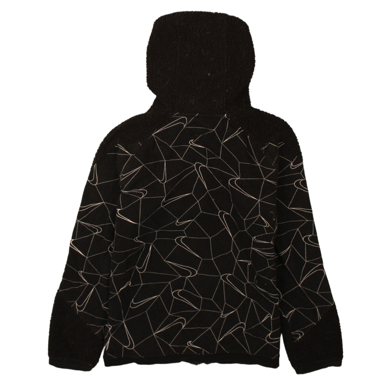 Nike Boys Black Full Zip Hoodie XL 170cm Fleece Geometric Design
