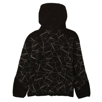 Nike Boys Black Full Zip Hoodie XL 170cm Fleece Geometric Design