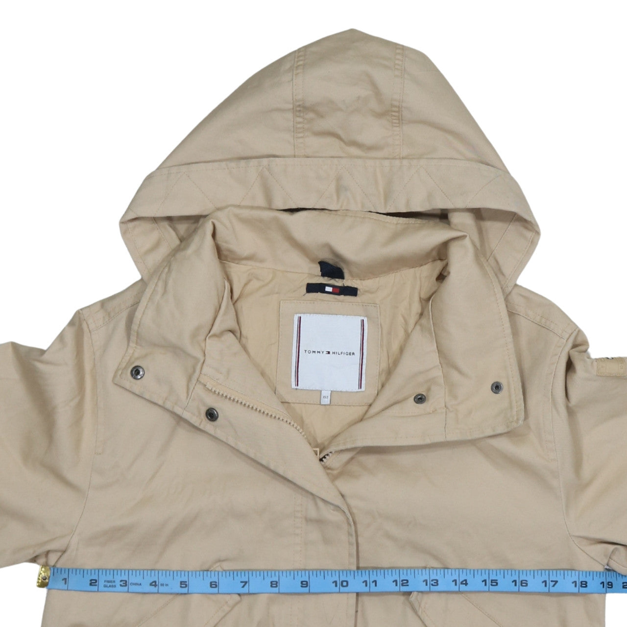 Tommy Hilfiger Girls Beige Hooded Cotton Anorak Jacket - Size 12 Years