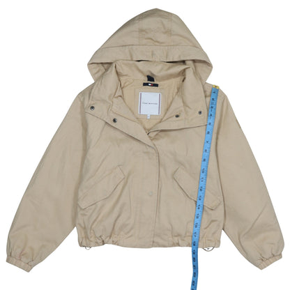 Tommy Hilfiger Girls Beige Hooded Cotton Anorak Jacket - Size 12 Years
