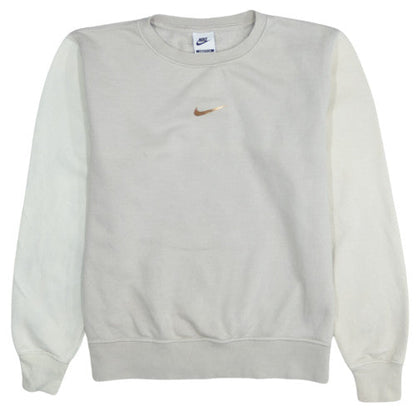 Nike Women Beige XS Loose Fit Crew Neck Sweatshirt
