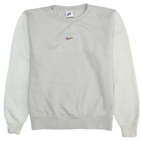 Nike Women Beige XS Loose Fit Crew Neck Sweatshirt
