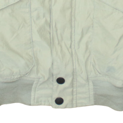 Nautica Men Beige XL Bomber Jacket Leather Collar Nylon Blend