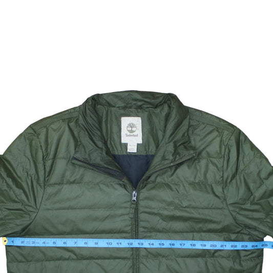 Timberland Men's Green XL Puffer Jacket Lightweight Nylon Quilted Coat