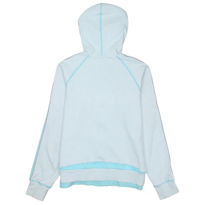 Adidas Women White Blue Full Zip Hoodie Size 16 Hooded Sweatshirt