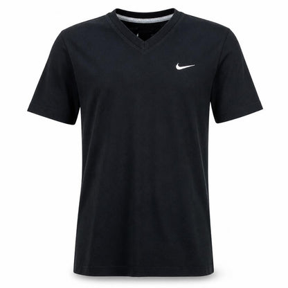 Nike Men's Black V-Neck Regular Fit Cotton T-Shirt Small