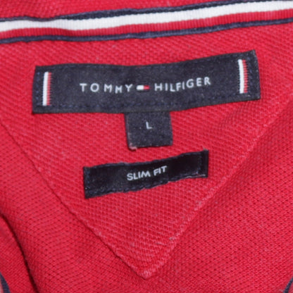 Tommy Hilfiger Men's Red Slim Fit Polo Shirt L Cotton Classic