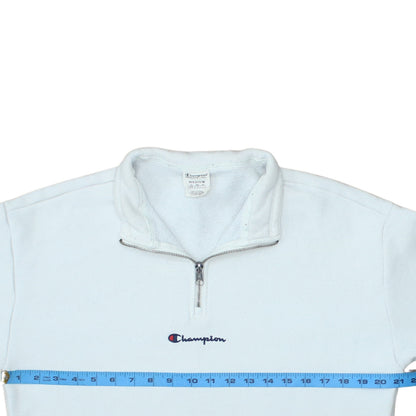 Champion Men's White 1/4 Zip Fleece Sweatshirt Medium