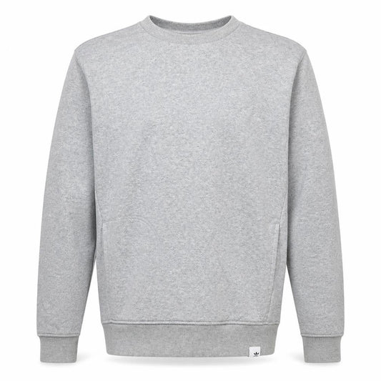 Front view of Adidas Men's Grey Crew Neck Pullover Sweatshirt, size M, Regular Fit