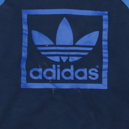 Adidas Boys Blue Crew Neck Pullover Sweatshirt 13-14 Years Logo Print