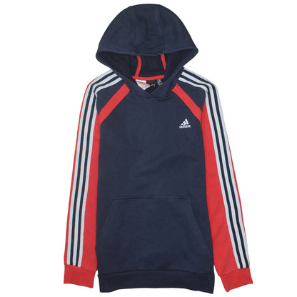 Adidas Boys Navy Red Pullover Hoodie Size 16 Years Cotton Blend