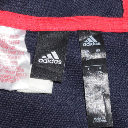 Adidas Boys Navy Red Pullover Hoodie Size 16 Years Cotton Blend