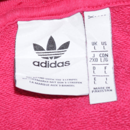 Adidas Womens Pink Pullover Hoodie L Cotton Casual Sweatshirt