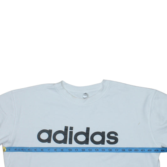 Adidas Women White Logo Crew Neck Pullover Sweatshirt Size L
