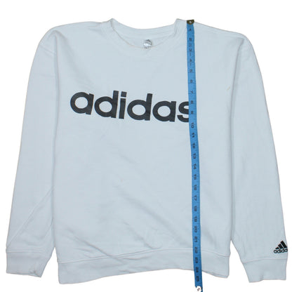Adidas Women White Logo Crew Neck Pullover Sweatshirt Size L