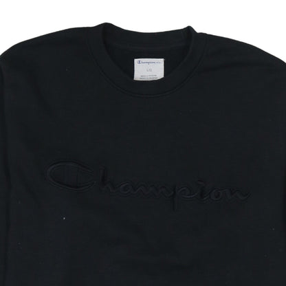 Champion Men's Black L Pullover Sweatshirt Crew Neck Embroidered Logo