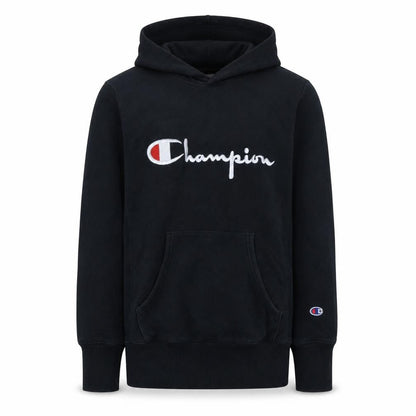 Champion Men's Black Medium Pullover Hoodie Embroidered Logo