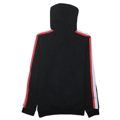 Kappa Mens Black Large Pullover Hoodie with Logo and Stripe Detail