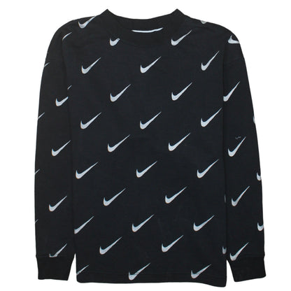 Nike Womens Black XS Pullover Sweatshirt with Allover Logo Print
