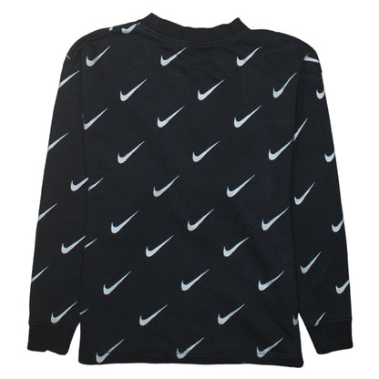 Nike Womens Black XS Pullover Sweatshirt with Allover Logo Print