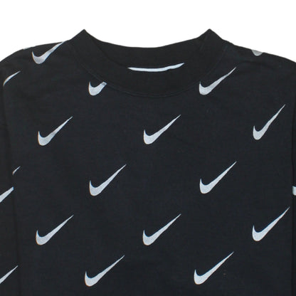 Nike Womens Black XS Pullover Sweatshirt with Allover Logo Print