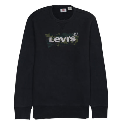 Levi's Men's Black Camouflage Logo Sweatshirt M Pullover Crew Neck