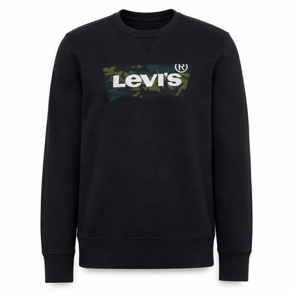 Levi's Men's Black Camouflage Logo Sweatshirt M Pullover Crew Neck