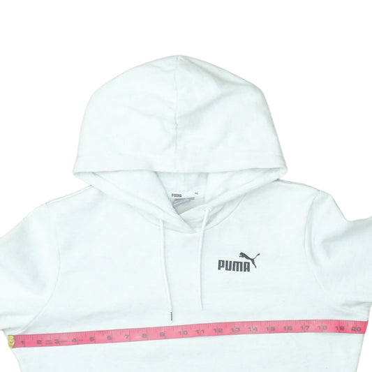 Puma Women White Pullover Hoodie Medium Logo Cotton Blend