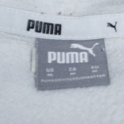 Puma Women White Pullover Hoodie Medium Logo Cotton Blend