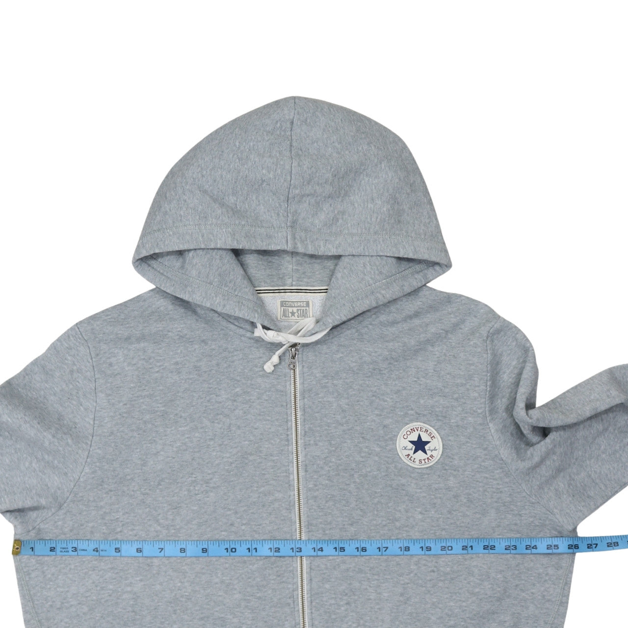 Converse Men Grey Full Zip Hoodie Size M Lightweight All Star Logo