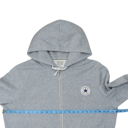 Converse Men Grey Full Zip Hoodie Size M Lightweight All Star Logo